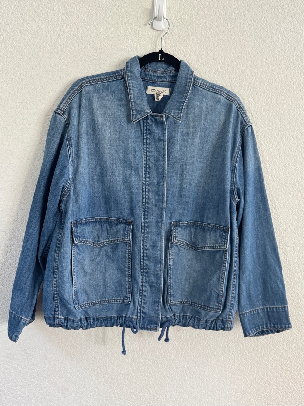 Madewell Light Blue Denim Jacket with Drawstring Hem Medium - Picture 2 of 8